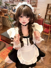 Chocolate Brown 60CM Hime Cut Curly Wig with Full Bangs