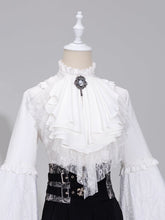 White Vintage Elegant Cascading Ruffles Lace Jabot Tie