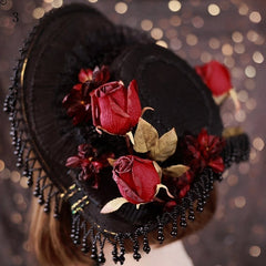 11 Options Gothic Floral Design Beaded Charm Lace Trim Elegant Hat