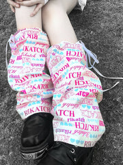 Punk Magazine Letter & Heart Print Leg Warmers