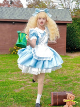 Plus Size Friendly Blue Short Version Maid One Piece + Apron Alice in Wonderland Vibes