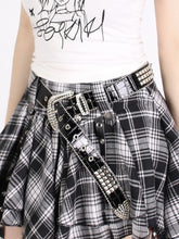 Y2K Style Black Rhinestone Embellished Buckle Belt
