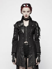 Black Punk Rubberized Faux Leather Windbreaker