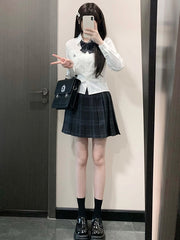 White Preppy Style Letter Embroidery JK Uniform Shirt