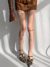 Y2K Nude Asymmetrical Tattoo Tights