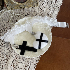 White Lace Leg Garterwith Crossand Heart Charm