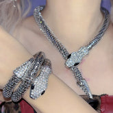 Silver Snake Design Bangle With Necklace Set