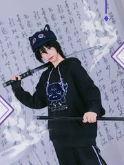 Genshin Impact Wanderer Fan Art Black Plush Kitty Hoodie