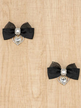 White/Pink/Black Glittering Rhinestones Jirai Kei Bowknot Hairclips
