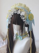 Yellow & Blue Ruffled Hairband with Lemon Accent & Bowknot Details