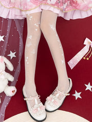 Black/White Sheer Butterfly Love Flowers Tights