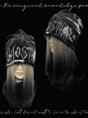Y2K Black Rolled Hem Tie Dye Studded Glamorous Hat