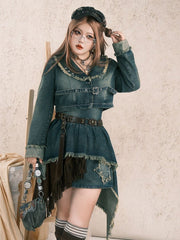 Plus Size Wasteland Punk Y2K Brown PU Belt with Studded Details