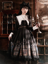 Long Version Black Church Stained Window Long Sleeves Gothic Lolita Dress with White Detachable Collar