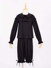 Plus Sizes Available Black Ruffle Trim Peter Pan Collar Sweet Lolita Blouse