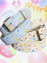 White/Blue Colorful Star Pattern Gyaru Fashion PU Waist Belt