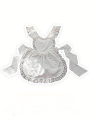 White Lace-Trimmed Heart-Shaped Apron