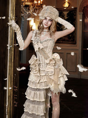 Light Brown Embroidered Organza Ribbon