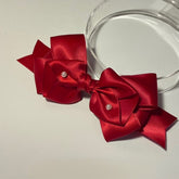 Wine Red Beaded Bowknot Hairclip