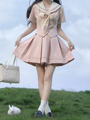 JK Uniform 45cm Pink Box Pleat Sweet Short Skirt
