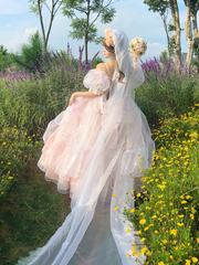 Plus Sizes Available Pink Lace-up Basque Waist Gorgeous Hanayome Hime Dress