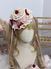 Yellow/Pink/Blue Sweet Lolita Cake Shaped Mini Hat with Lace and Bow Decorations