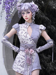 Purple Satin Thumbhole Cuffs Sleeves