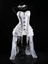 Birdcage Skirt and Bustier Corset Set White Goth Style