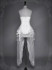 Birdcage Skirt and Bustier Corset Set White Goth Style