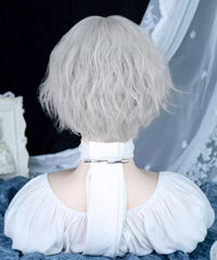 Silver Short Wavy Boy Style Wig