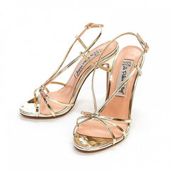 Knotted Design 10CM High Stiletto Heel Gold Vintage Sandals