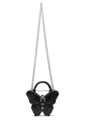 Black Butterfly Metal Chain Strap Small Version PU Crossbody