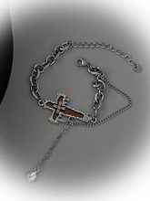 White/Reddish Brown Cross Bracelet