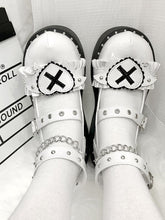 Sweetheart Sanctuary Heart-shaped Buckle Straps Chain Decorated PU White Lolita Platforms