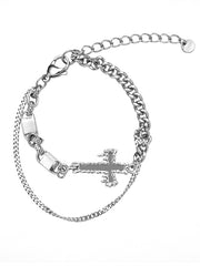 White/Reddish Brown Cross Bracelet