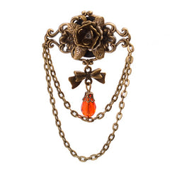 Steampunk Bow Rhinestone Detail Rose Brooch Red/ Black/ White