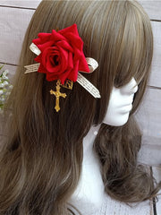 Cross Detail Rose Hairclip 6 Color Options