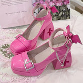 Wings Design Barbie Pink Ankle Straps Cross Hollow-out Heels