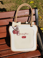 White Toast-shaped Tote Bag with Bowknots
