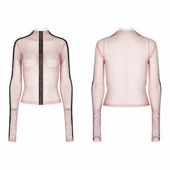 Punk Elastic Mesh T-shirt Pink