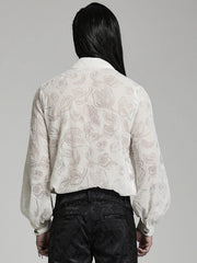 White Goth Piranha Pattern Velvet Shirt