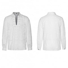 White Goth Piranha Pattern Velvet Shirt