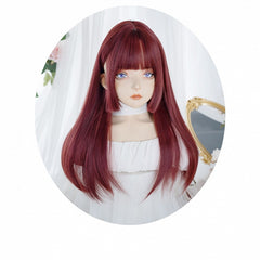 Straight Waist Length Red Synthetic Wig