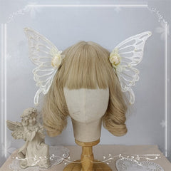 Floral Design Big Butterfly White / Black / Pink Hairclips