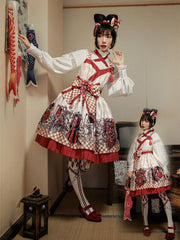 Bowknots and Cherry Blossoms Print Wa Lolita Tights