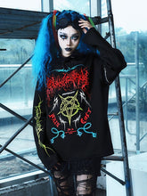 Plush Lining Cyber Gothic Print Sweat Shirt