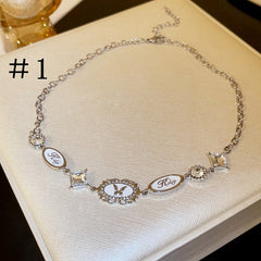 Stars Butterfly Vintage Rhinestone Necklace