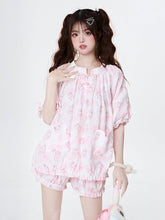 Bunnies Print Top+Shorts/Pants Cotton Pajamas