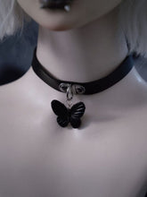 Gothic Black Butterfly Pendant Choker