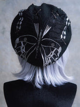 Black Butterfly Embroidery Pins Decorated Beret